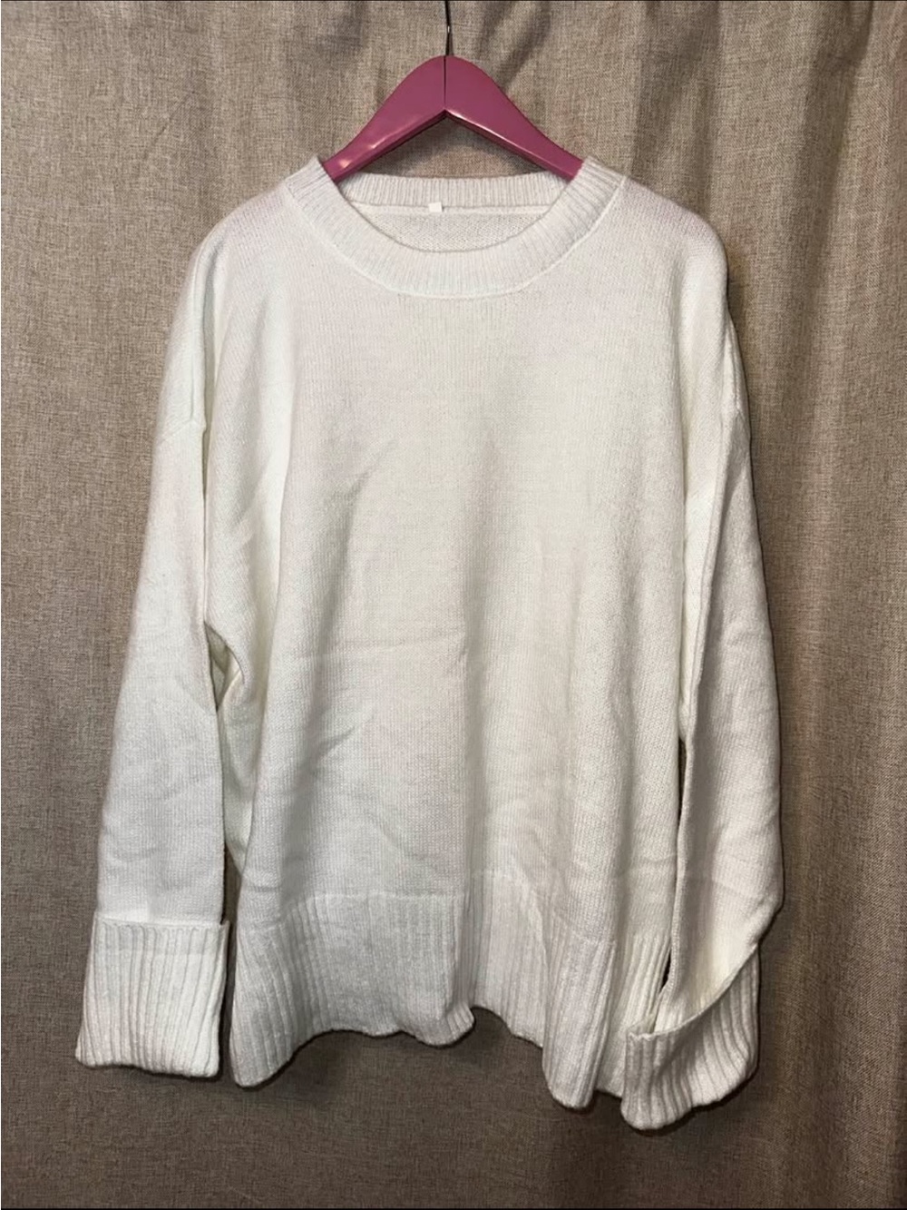 Unbranded Minimalist Cream White Crewneck Chunky Knit Oversized Sweater 2XL